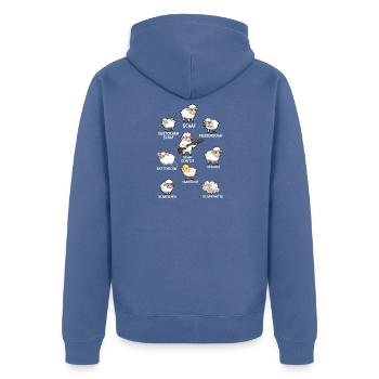 Schaf Wortspiel Schafkunde Lustiger Spruch - Unisex Premium Bio Zip Hoodie - Taubenblau - Hinten - Nico (187cm)