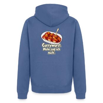 Currywurst reicht - Unisex Premium Bio Zip Hoodie - Taubenblau - Hinten - Nico (187cm)
