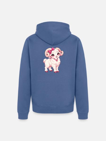 Kawaii Dall Dickhorn-Schaf - Unisex Premium Bio Zip Hoodie - Taubenblau
