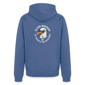 Älter werden ist nichts für Feiglinge - Unisex Premium Bio Zip Hoodie - Taubenblau - Hinten - Nico (187cm)