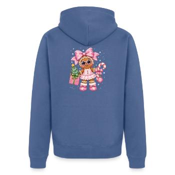 Weihnachten Stylishes Lebkuchen Girlie - Unisex Premium Bio Zip Hoodie - Taubenblau - Hinten - Nico (187cm)