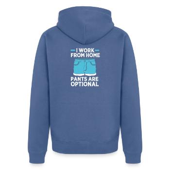 Remote Homeoffice - Unisex Premium Bio Zip Hoodie - Taubenblau - Hinten - Nico (187cm)