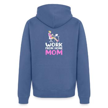 Remote Homeoffice - Unisex Premium Bio Zip Hoodie - Taubenblau - Hinten - Nico (187cm)