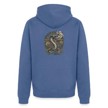 Black Metal Schlange - Unisex Premium Bio Zip Hoodie - Taubenblau - Hinten - Nico (187cm)