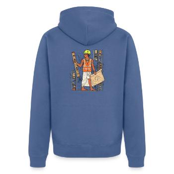 Pyramidenbauer als moderner Polier Bauleiter - Unisex Premium Bio Zip Hoodie - Taubenblau - Hinten - Nico (187cm)