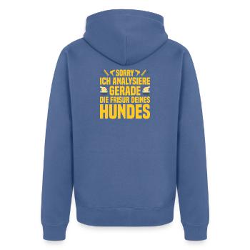 Ich analysiere gerade die Frisur deines Hundes - Unisex Premium Bio Zip Hoodie - Taubenblau - Hinten - Nico (187cm)