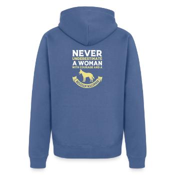 Belgischer Malinois - Unisex Premium Bio Zip Hoodie - Taubenblau - Hinten - Nico (187cm)