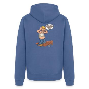 Humor-Builder: Der meckernde Profi - Unisex Premium Bio Zip Hoodie - Taubenblau - Hinten - Nico (187cm)