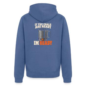 Holzkohlegrill Live-feuer Zwei-zonen-grillen - Unisex Premium Bio Zip Hoodie - Taubenblau - Hinten - Nico (187cm)