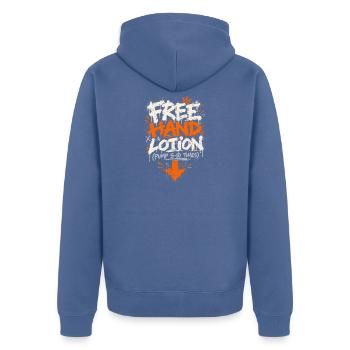 Freie Hand Graffiti Schrift - Unisex Premium Bio Zip Hoodie - Taubenblau - Hinten - Nico (187cm)