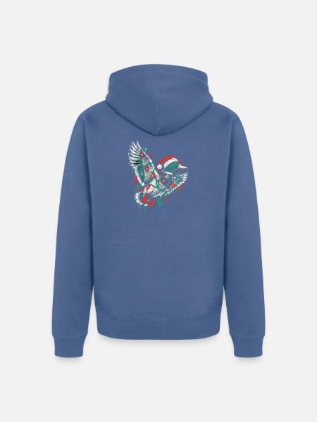 Weihnachts-Taube in Aquarellstil - Unisex Premium Bio Zip Hoodie - Taubenblau