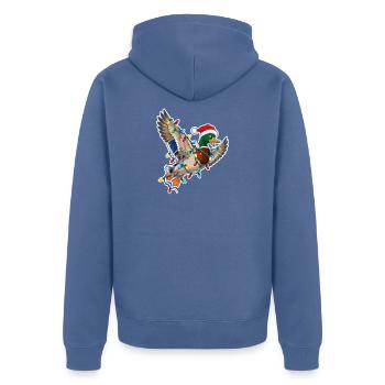 Weihnachtsente mit Lichterkette - Unisex Premium Bio Zip Hoodie - Taubenblau - Hinten - Nico (187cm)