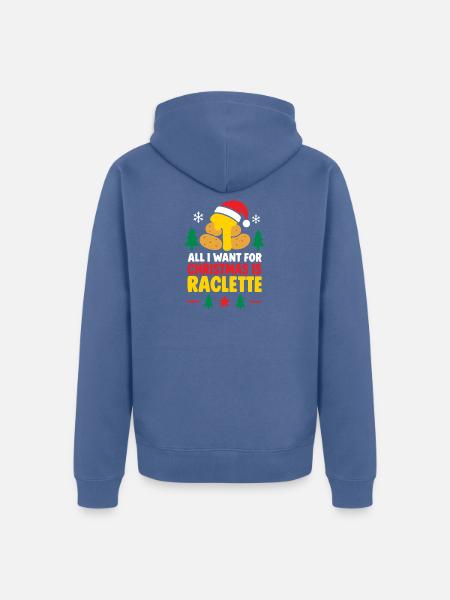 Raclette-Weihnachtsstimmung - Unisex Premium Bio Zip Hoodie - Taubenblau
