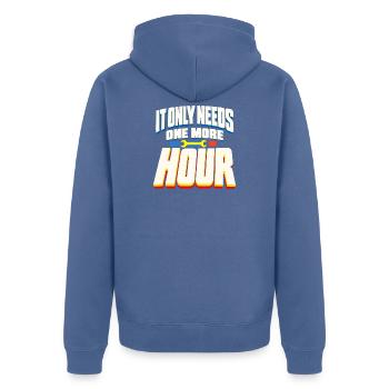 Endurance Racing Team Grassroots Race Crew - Unisex Premium Bio Zip Hoodie - Taubenblau - Hinten - Nico (187cm)