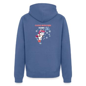 Coole Mädchen Fahren Ski Skifahrer Spruch Lustig - Unisex Premium Bio Zip Hoodie - Taubenblau - Hinten - Nico (187cm)