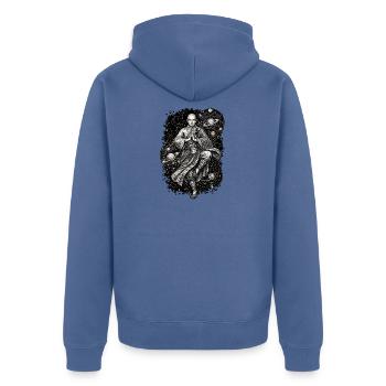 Kampfkunst Kosmos - Unisex Premium Bio Zip Hoodie - Taubenblau - Hinten - Nico (187cm)