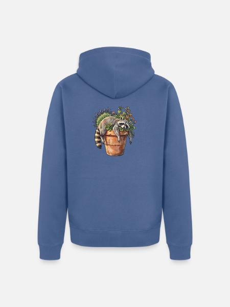Siesta Waschbär - Unisex Premium Bio Zip Hoodie - Taubenblau