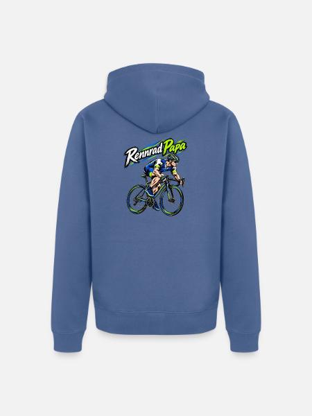 Rennrad Papa – Neon Sprint Illustration - Unisex Premium Bio Zip Hoodie - Taubenblau