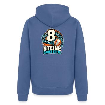 8 Steine - Danke Kette - Unisex Premium Bio Zip Hoodie - Taubenblau - Hinten - Nico (187cm)