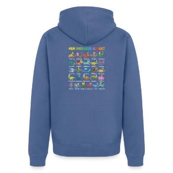 Dinosaurier Alphabet ABC Kinder Lernen Dino Motiv - Unisex Premium Bio Zip Hoodie - Taubenblau - Hinten - Nico (187cm)