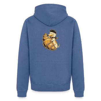 Croissant Hund - Unisex Premium Bio Zip Hoodie - Taubenblau - Hinten - Nico (187cm)
