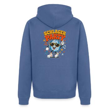 Retro 70s Schlager Party Disco Kugel  - Unisex Premium Bio Zip Hoodie - Taubenblau - Hinten - Nico (187cm)