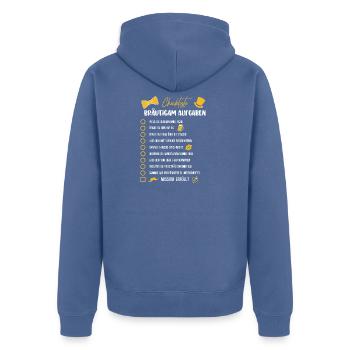 JGA Bräutigam Aufgaben Checkliste Lustiger Spruch - Unisex Premium Bio Zip Hoodie - Taubenblau - Hinten - Nico (187cm)