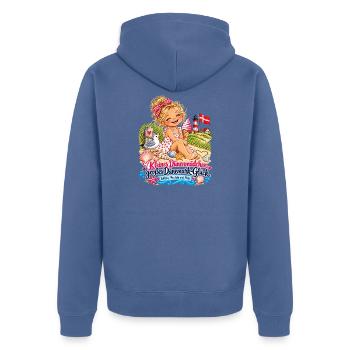 Dünenmädchen Dänemark-Glück - Unisex Premium Bio Zip Hoodie - Taubenblau - Hinten - Nico (187cm)