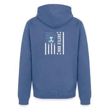 Australian Cattle Dog - Speckled Menace Loyal Hear - Unisex Premium Bio Zip Hoodie - Taubenblau - Hinten - Nico (187cm)