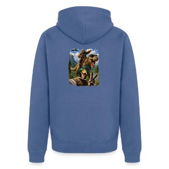 Mallard Duck Selfie Bigfoot T Rex UFO Funny Gifts - Unisex Premium Bio Zip Hoodie - Taubenblau - Hinten - Nico (187cm)