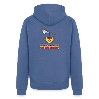 Du bist die Soße zu meinem Braten - Unisex Premium Bio Zip Hoodie - Taubenblau - Hinten - Nico (187cm)