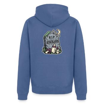 RIP Ausschlafen Eltern - Unisex Premium Bio Zip Hoodie - Taubenblau - Hinten - Nico (187cm)