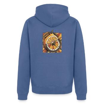 Zitrone Uhr - Unisex Premium Bio Zip Hoodie - Taubenblau - Hinten - Nico (187cm)