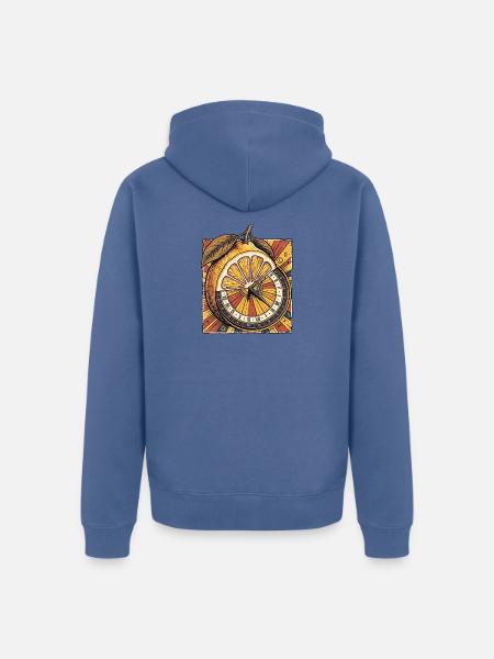 Zitrone Uhr - Unisex Premium Bio Zip Hoodie - Taubenblau