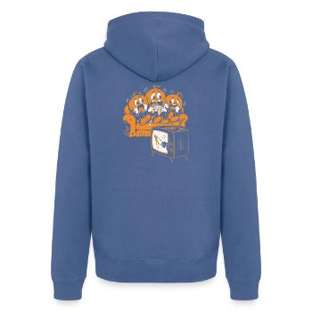 Kürbisse schauen einen Horrorfilm - Unisex Premium Bio Zip Hoodie - Taubenblau - Hinten - Nico (187cm)