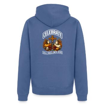 Katholischen Kirche Zu Halloween - Unisex Premium Bio Zip Hoodie - Taubenblau - Hinten - Nico (187cm)