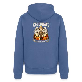 Katholischen Kirche Zu Halloween - Unisex Premium Bio Zip Hoodie - Taubenblau - Hinten - Nico (187cm)