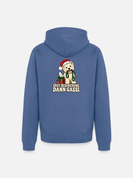 Weihnachtshund Erst Gassi - Unisex Premium Bio Zip Hoodie - Taubenblau