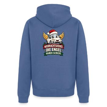Weihnachtsdienst EngelAuto - Unisex Premium Bio Zip Hoodie - Taubenblau - Hinten - Nico (187cm)