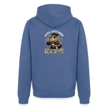 Capybara Bachelor Abschluss Studium Absolvent - Unisex Premium Bio Zip Hoodie - Taubenblau - Hinten - Nico (187cm)
