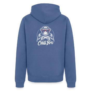  Chill Bro Affe Gamer Mit Controller Und - Unisex Premium Bio Zip Hoodie - Taubenblau - Hinten - Nico (187cm)