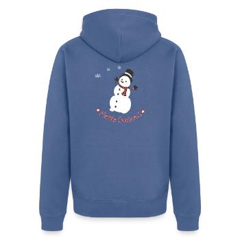 Fröhlicher Schneemann mit Schal - Unisex Premium Bio Zip Hoodie - Taubenblau - Hinten - Nico (187cm)
