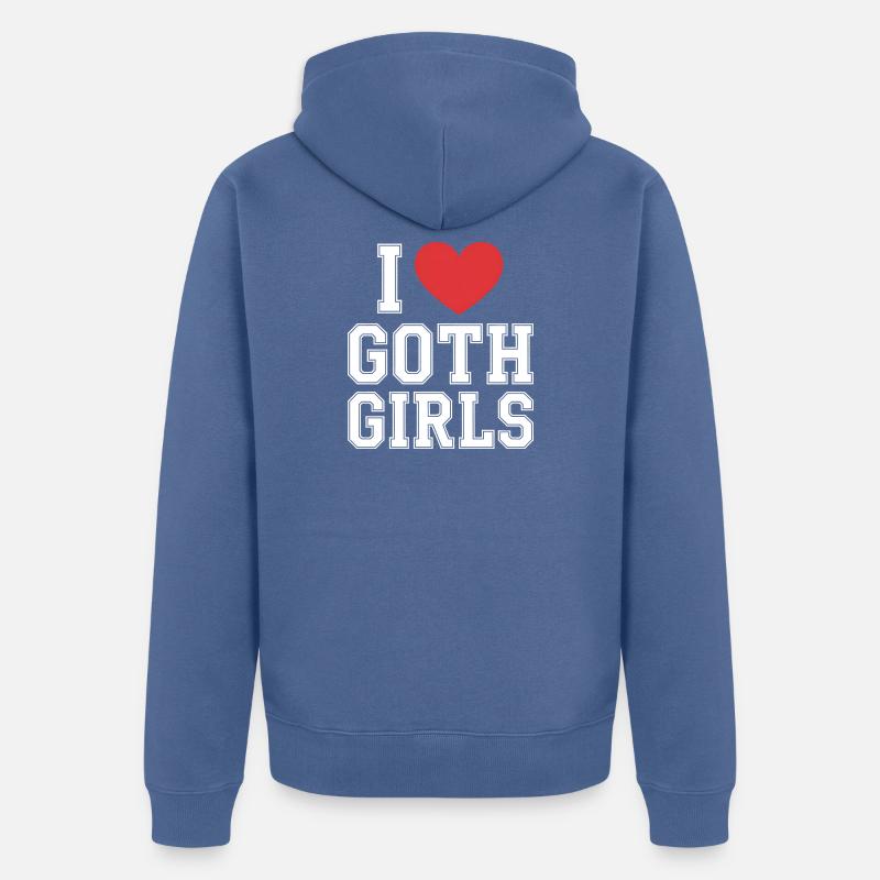 J’adore les filles gothiques - Veste à capuche bio Premium Unisexe - bleu pigeon