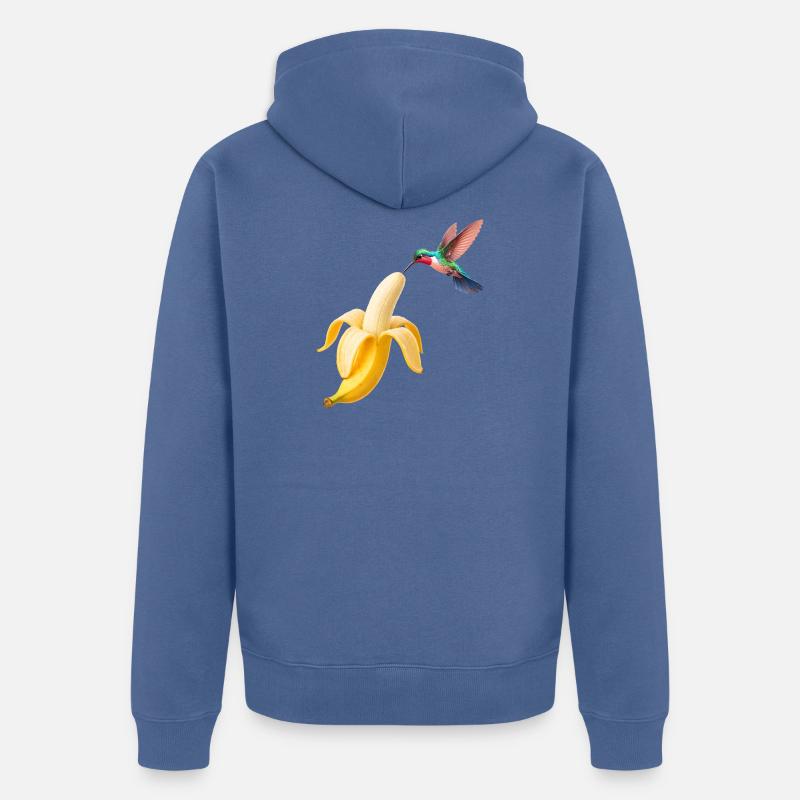 Colibri rencontre banane dorée - Veste à capuche bio Premium Unisexe - bleu pigeon