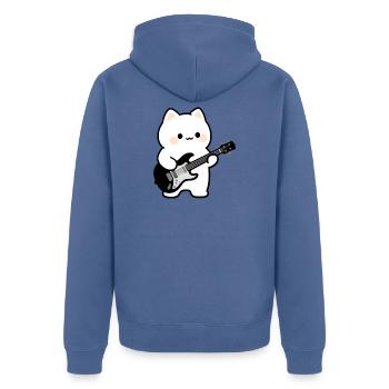 Kawaii Katze mit E-Gitarre Musik Geschenk Musiker - Unisex Premium Bio Zip Hoodie - Taubenblau - Hinten - Nico (187cm)
