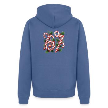 Candy 67 Design de Noël - Veste à capuche bio Premium Unisexe - bleu pigeon - Dos - Nico (187cm)