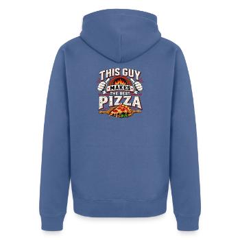 Dieser Typ macht die beste Pizza - Unisex Premium Bio Zip Hoodie - Taubenblau - Hinten - Nico (187cm)