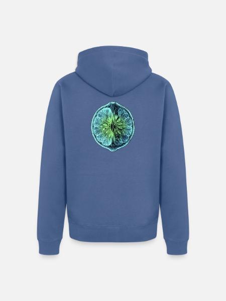 Limette Röntgen Design - Unisex Premium Bio Zip Hoodie - Taubenblau