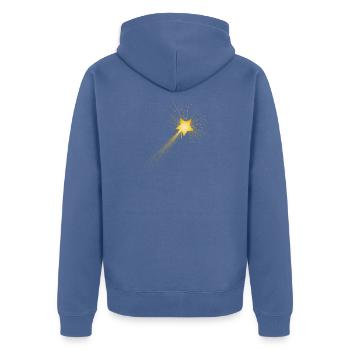 petite étoile filante dorée dans le ciel nocturne - Veste à capuche bio Premium Unisexe - bleu pigeon - Dos - Nico (187cm)