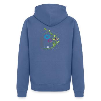 love Liebe Blumenranke - Unisex Premium Bio Zip Hoodie - Taubenblau - Hinten - Nico (187cm)